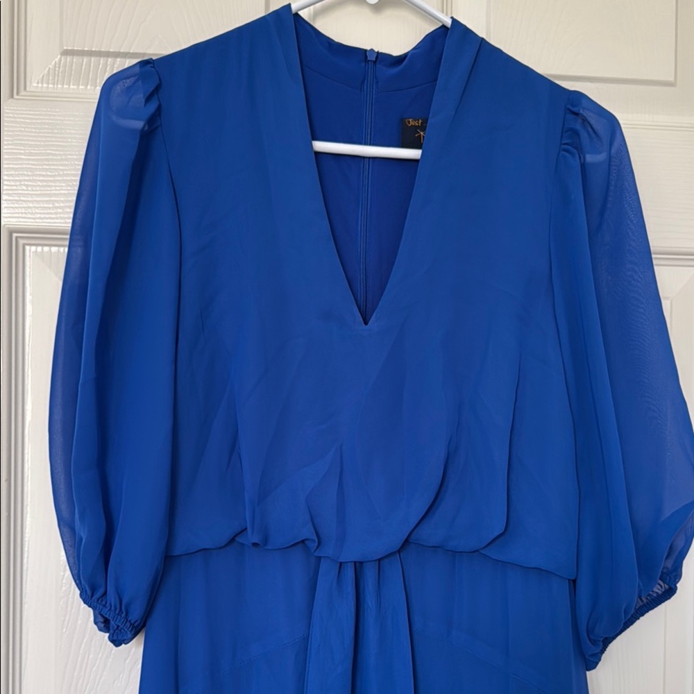 Women's Blue Flowy Wedding Guest Semi Formal Dress